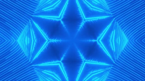 Abstract Neon Blue Lines Kaleidoscope Loop Background