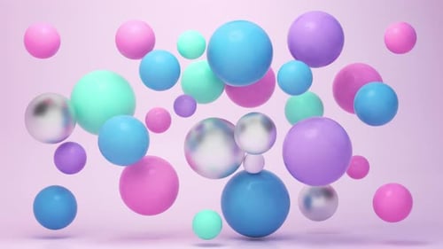 3D Floating Pastel Spheres Abstract Motion Background