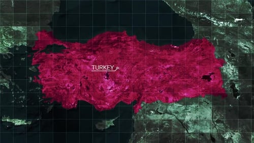 Digital Map Zoom to Turkey with Highlight