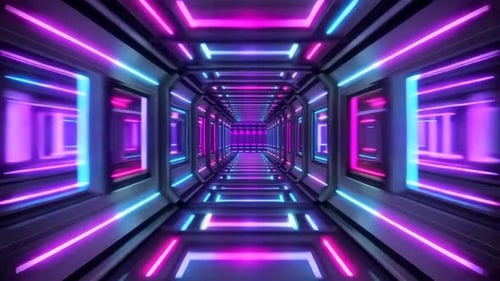 High-Tech Neon Light Passage