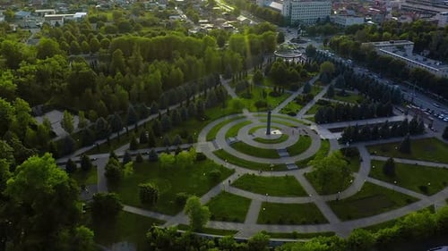 The Saint George Monument in Vladikavkaz in Sun Rays