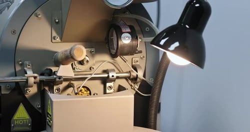 Close Up Of Coffee Bean Roaster Machine