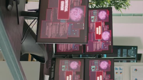 Computer Monitors Display Critical Error Message