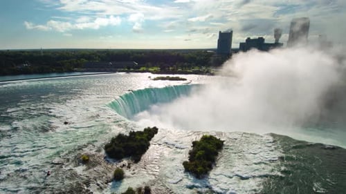 Niagara Falls View, Aerial Drone Beautiful Flying Tourism
