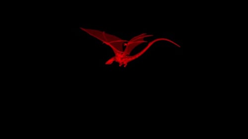 Flying Red Polygonal Dragon