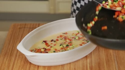 Chef is Preparing Vegetable Omelet for Baking