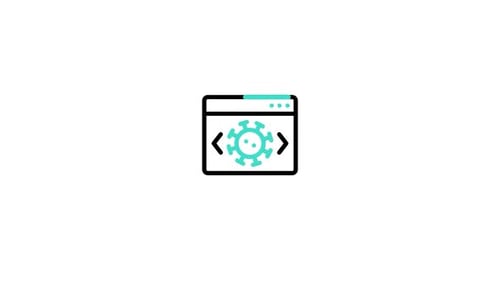 Flat Design Animated Icon: Browser Window with Rotating Virus