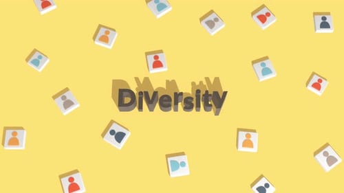Modern Diversity Text Reveal with Floating People Icons