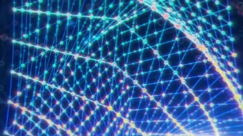 Abstract Futuristic Network Grid Digital Data Flow Background