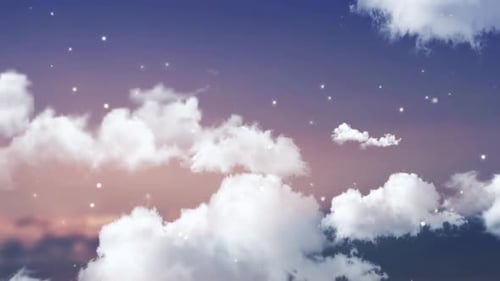 Dreamy Sunset Sky to Night with Floating Clouds Animation