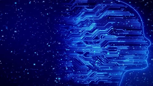 Digital AI Brain Circuit Board Technology Animation