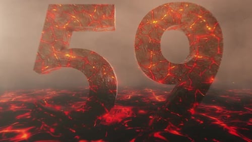 Lava Themed Hot Burning Number 59 Over a Volcanic Molten River
