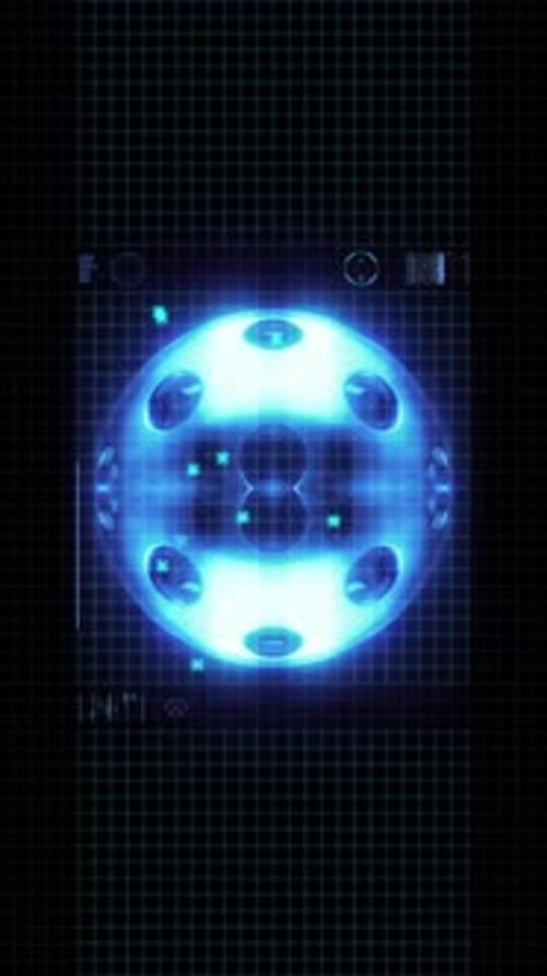 Futuristic Holographic HUD Element with Spinning Sphere Animation