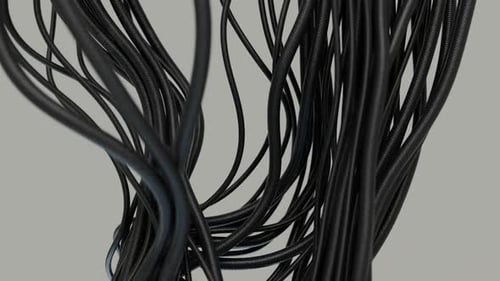 Close-Up View Of Numerous Flexible Black Cords
