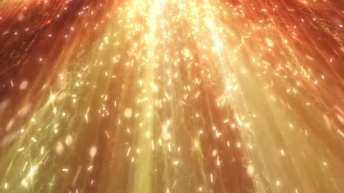 Abstract Golden Light Rays with Sparkling Particles Background