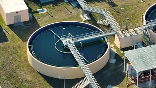 Modern Water Cleaning Facility at Urban Wastewater Treatment Plant Purification Process of Removing