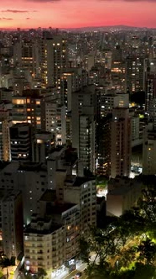Sunset sky at downtown Sao Paulo Metropolitan Region of Brazil.