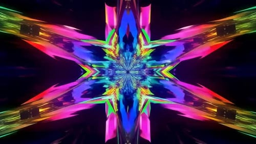 Abstraktes mehrfarbiges Neonstern-Kaleidoskop VJ Loop Motion