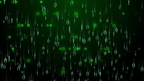 Dynamic Binary Code Background Seamless Loop Of Falling Blue Data Digits, Technology And Cyber