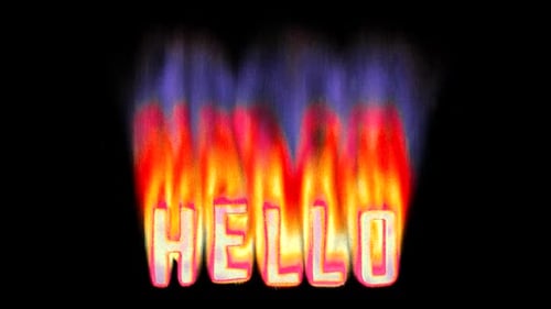 Hello - Burning text in pixelated retro-styled fire. Loop 3d animation on alpha.