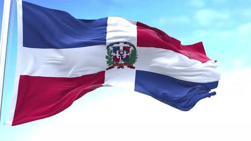 Dominican Republic Flag Waving in Wind