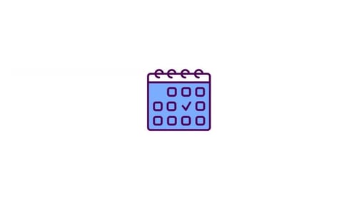 Animated Flat Design Calendar Icon with Checkmark