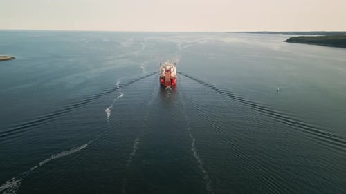Container Ship Size Container Cargo Vessel Cruising in Deep Ocean Aerial View
