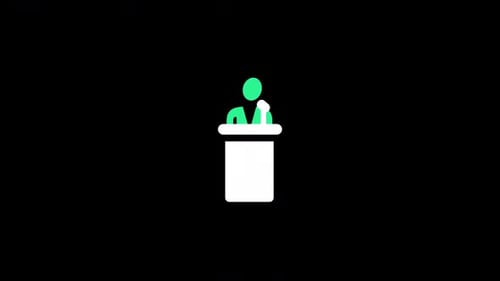 Minimalist Speaker Icon Presenting at a Podium Animation