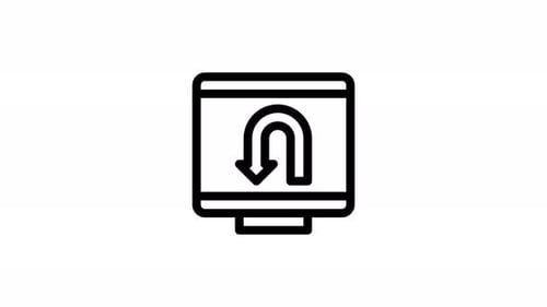 U turn line icon animation