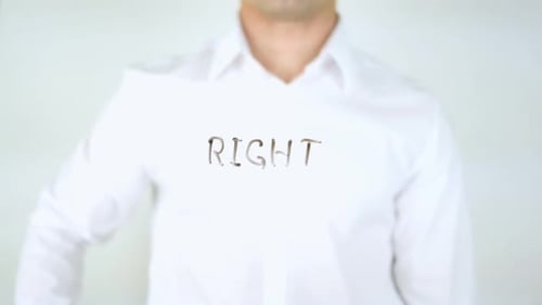 Right, Man Writing on Glass