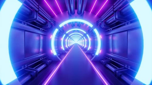 Backgroundb Blue and Purple Science Fiction Interior Scifi Corridors 3d Animation Loop
