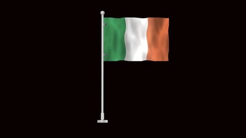 Realistic 3D Waving Ireland Flag Animation