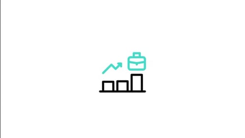 Flat Design Business Growth Animation with Briefcase and Arrow