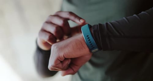 Close Up of Person Using Smart Watch