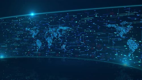 Digital World Map Global Network Data Flow Background