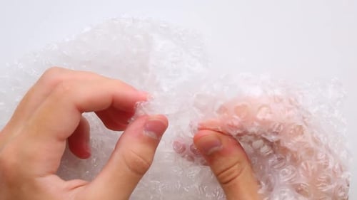 Bubble wrap popping by hand for stress relief