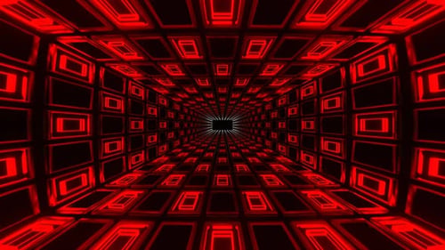 Red And White Neon Light Squares On Grate Background Vj Loop In 4K