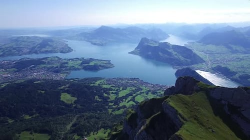 Cinematic Aerial View of Mountain Peak Landscape Scenery