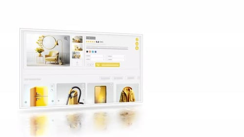 Animated E-Commerce Website User Interface Scrolling and Purchase Confirmation