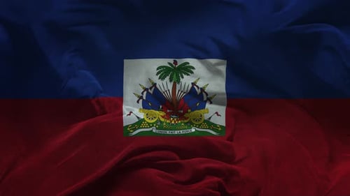 Haiti National Flag Waving with Realistic Fabric Texture