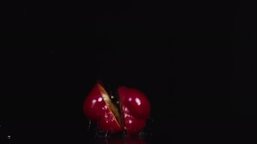 Red Bell Pepper Splits in Slow Motion