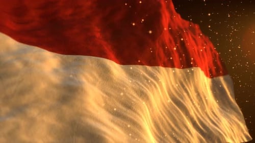 Realistic Waving Flag with Glowing Particles Background Animation