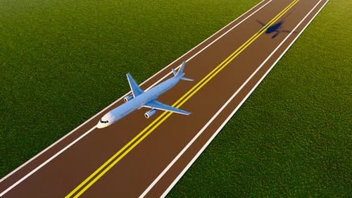 Aerial Shot Of A Plane Taking Off From The Airport