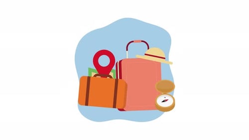 Animated Flat Design Travel and Adventure Kit