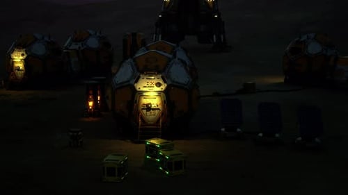 Animated Sci-Fi Planetary Colony with Futuristic Structures