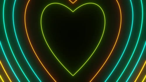 Neon Hearts Tunnel Loop Animated Background