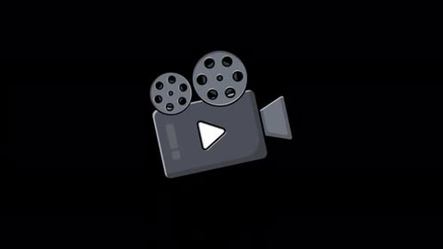 Animated Film Camera Icon with Play Button Loop