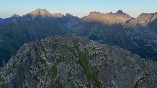 Aerial view of rocky mountain range, Slovakia.