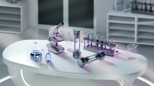 High-Tech Science Laboratory with Animated DNA Strands