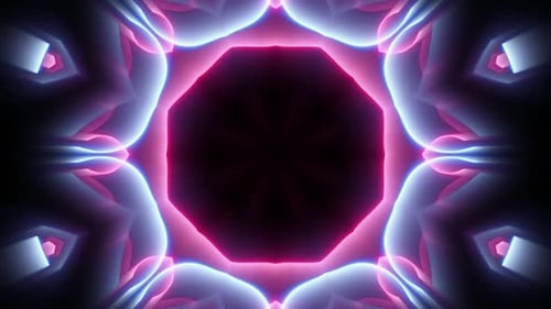 Abstract Neon Glowing Kaleidoscope Loop Background